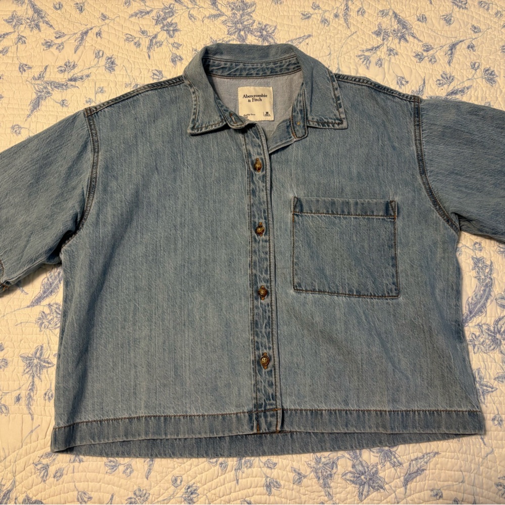 Abercrombie & Fitch Light Blue Denim Button-Down Shirt